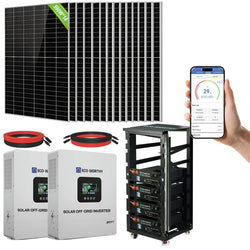 ECO-WORTHY 10kw Complete Off-Grid Solar Power System |20.48kWh to 30.72kWh Battery | 10000W 120/240V | 8260W to 10620W PV